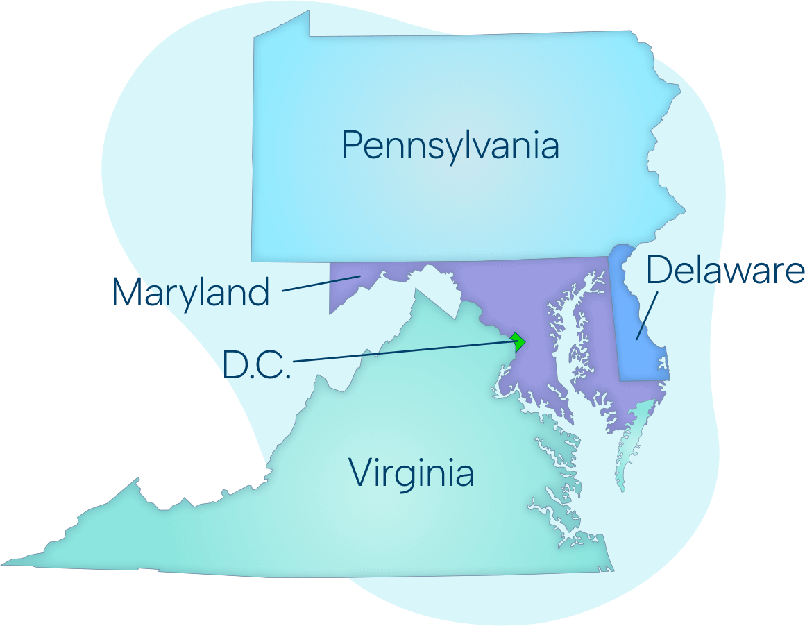 We service Pennsylvania, Delaware, Maryland, D.C. and Virginia.